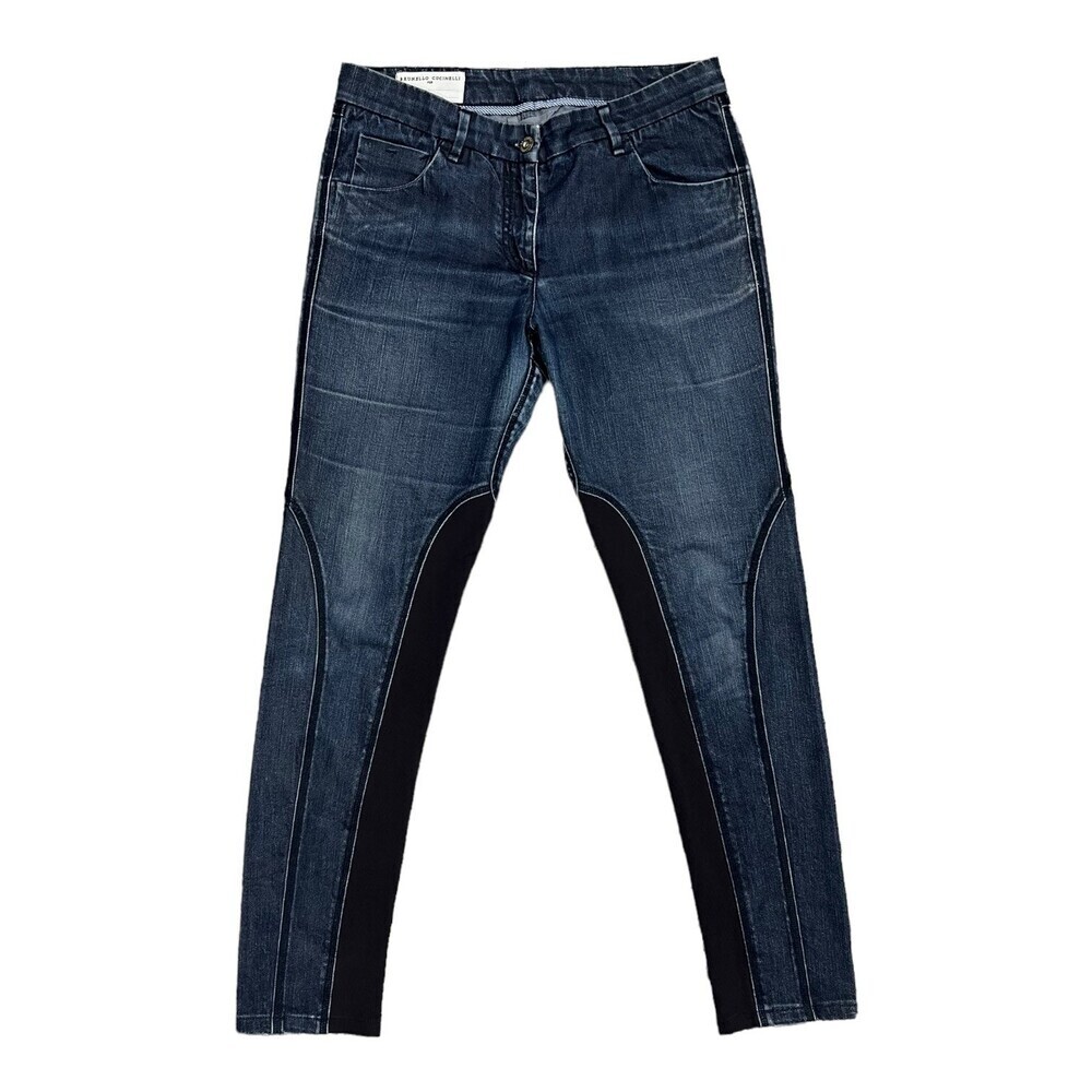 Brunello Cucinelli Women's Dark Wash Distressed Italian Rider Jeans 6